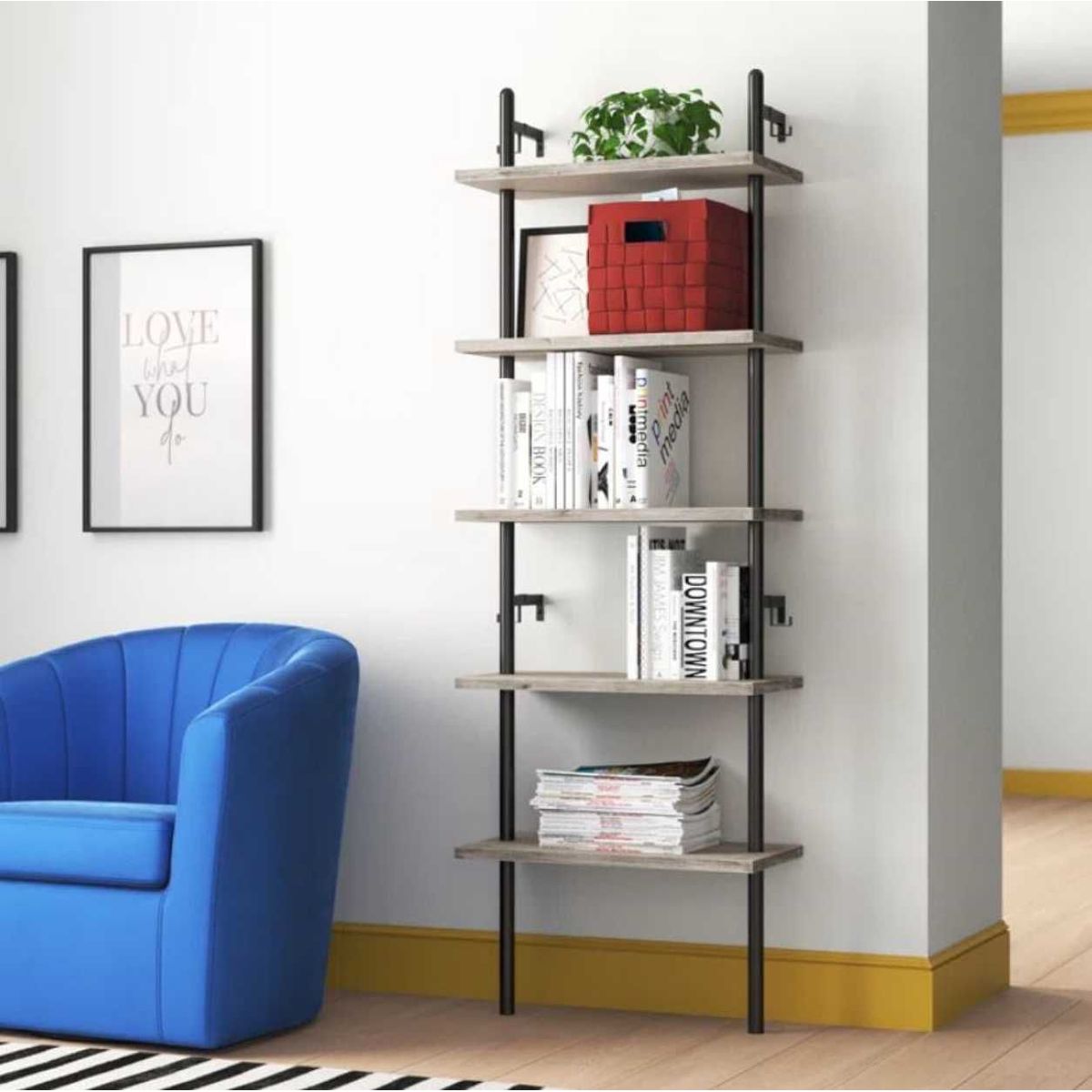 VENTITAS HOME - Librero de Pared Industrial Jetsa Ventitas Home Olivo y Negro