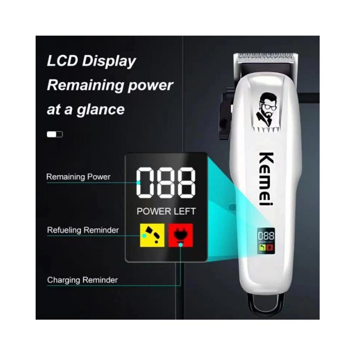 KEMEI - Maquina de Cortar Cabello de Barbero Profesional Kemei 809