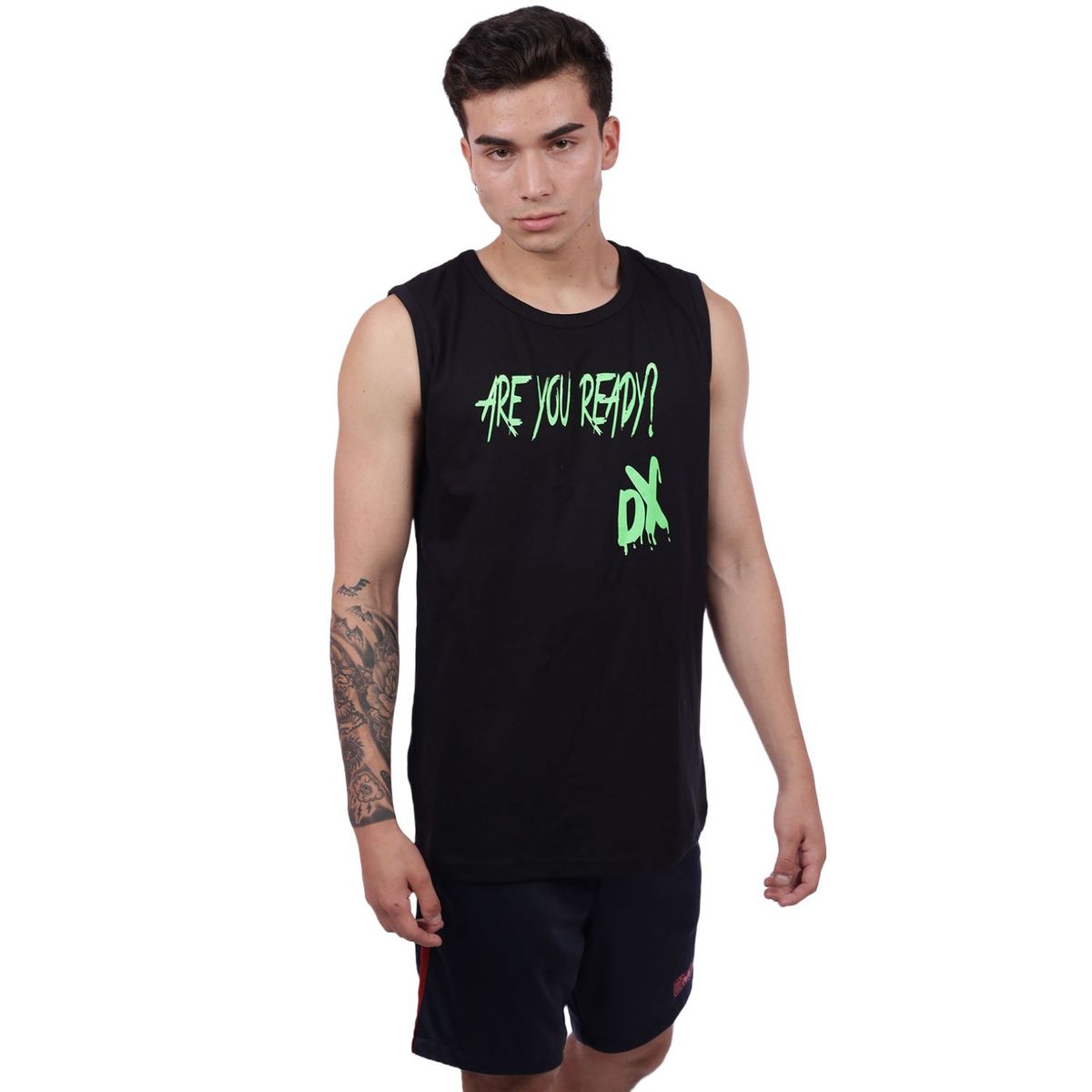 M MUSCLE MUSEUM - Polo Manga Cero Color Negro Are you Ready para Hombre