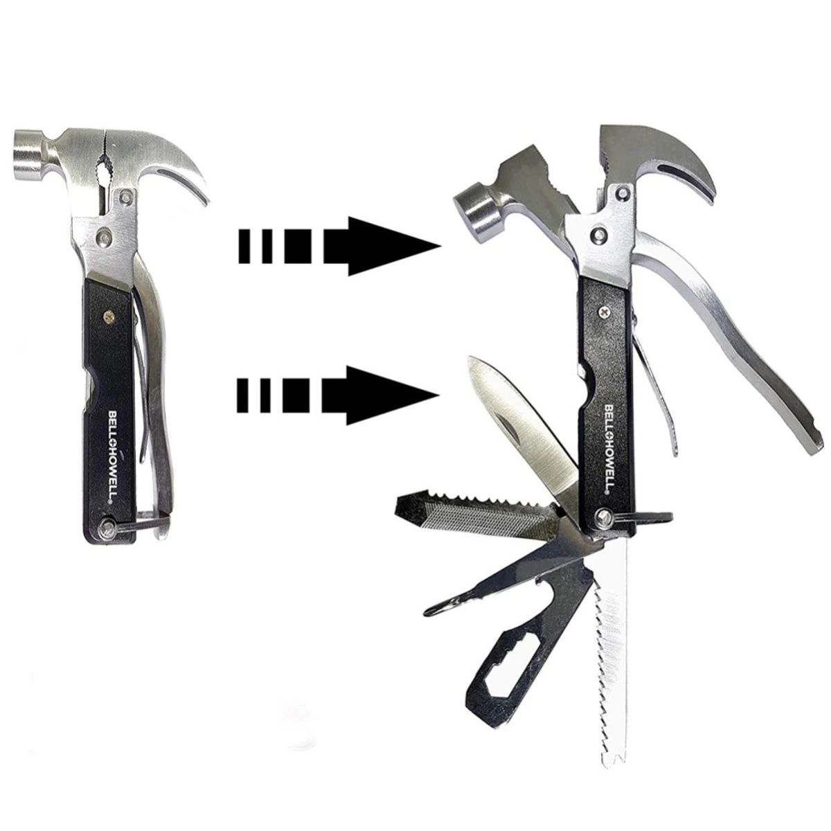 OEM - Martillo Multifunción 18 en 1 de Acero Serrucho Cuchillo Desarmador