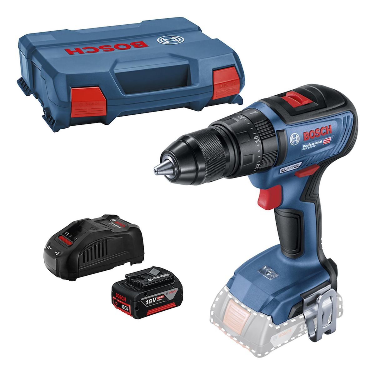 BOSCH - Taladro Percutor 1/2" 18V Brushless Inc 1 Bat + Carg Bosch GSB 18V-50