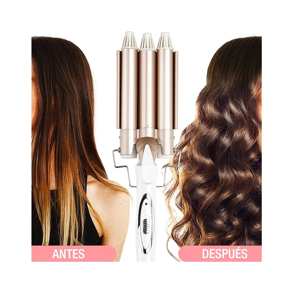 OEM - Rizador Ondulador de Cabello Tenaza 3 Tubos Ondulados Perfectos 220°