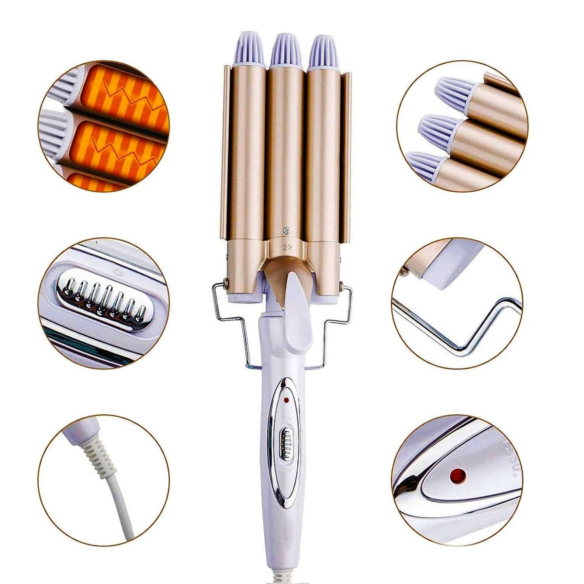 OEM - Rizador Ondulador de Cabello Tenaza 3 Tubos Ondulados Perfectos 220°