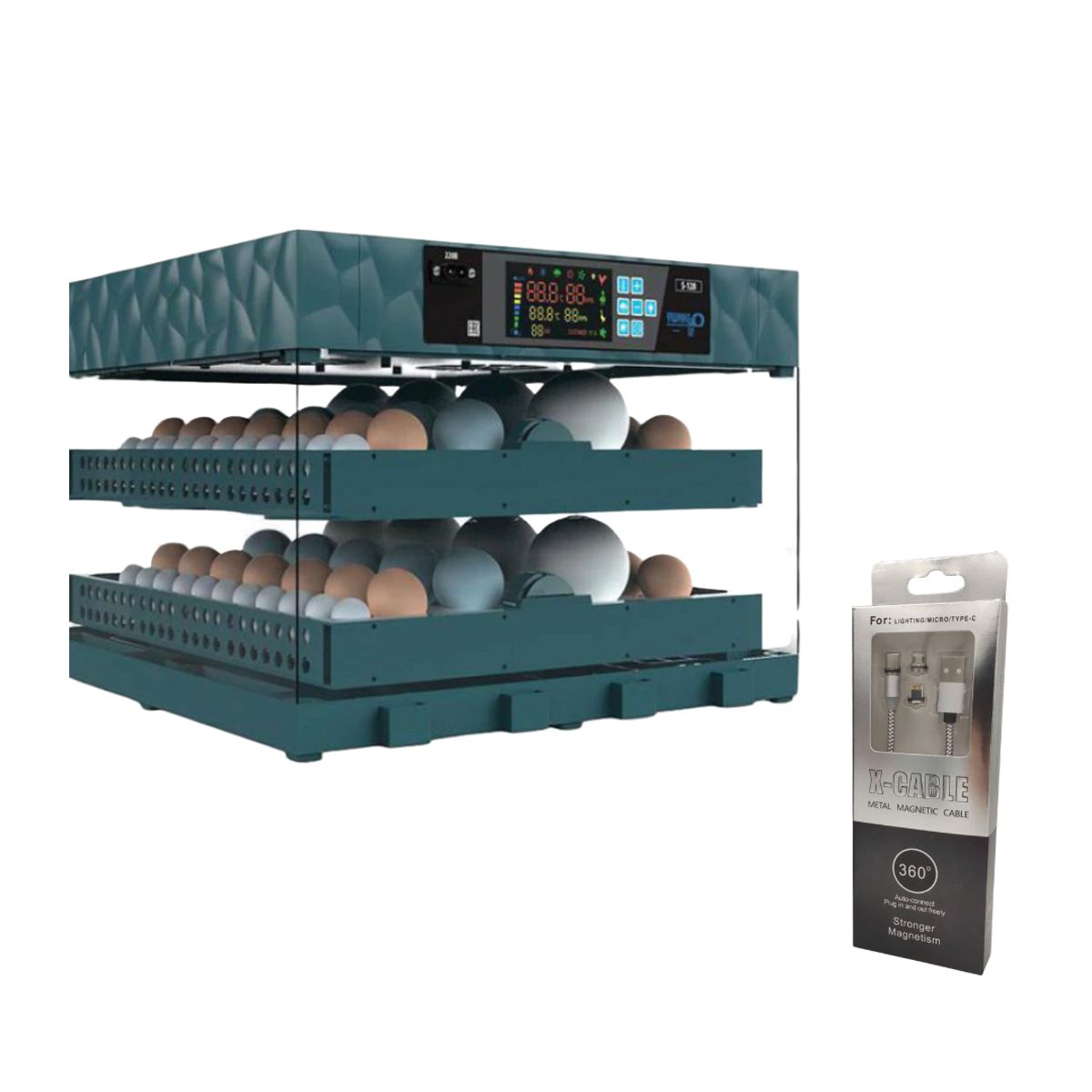 GENERICO - INCUBADORA AUTOMÁTICA DE 128 HUEVOS DUAL 220V-12V JERSIMPORT