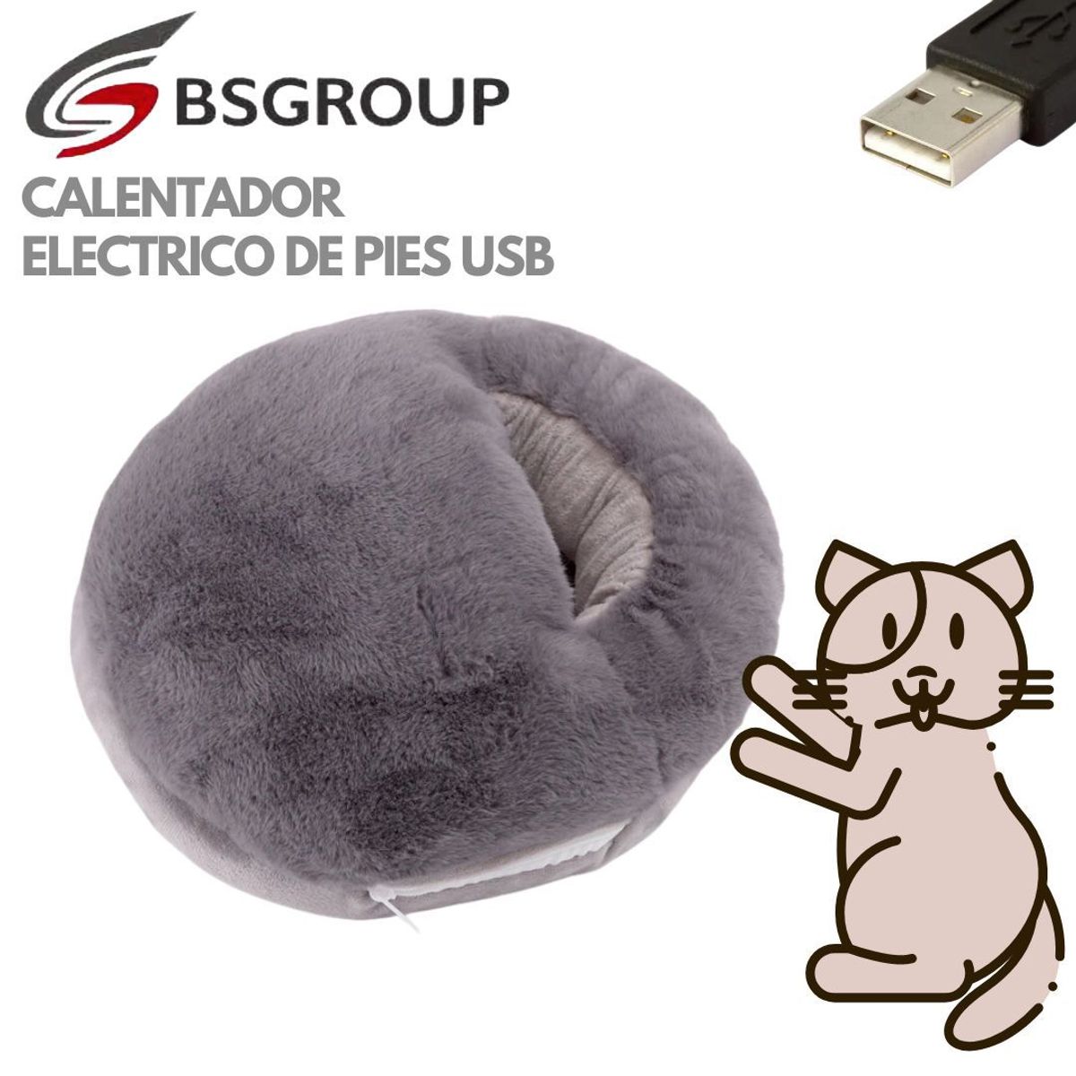 GENERICO - Calentador de Pies Electrico Felpa USB  Laptop Gris