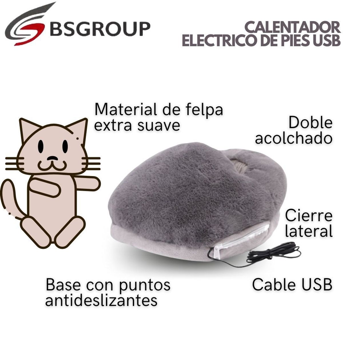 GENERICO - Calentador de Pies Electrico Felpa USB  Laptop Gris