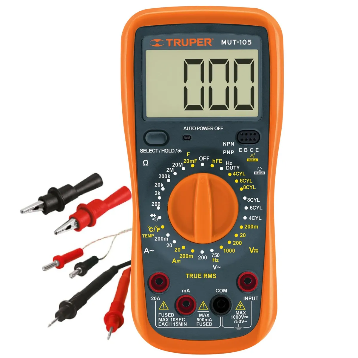 TRUPER - Multímetro digital Profesional para mantenimiento automotriz