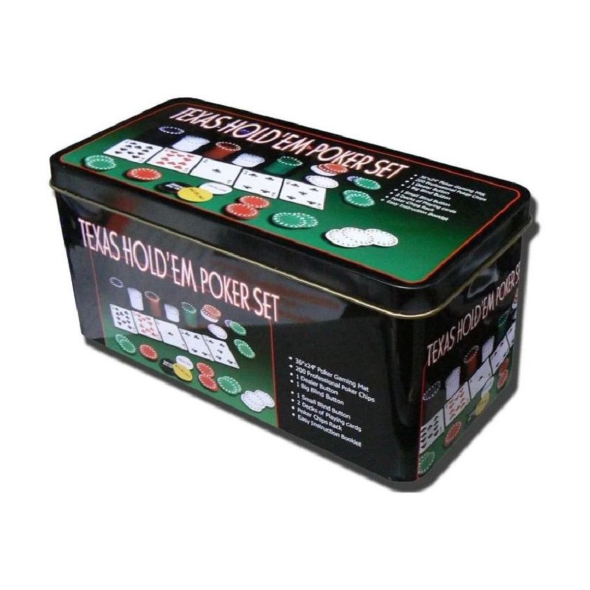 GENERICO - Set de Poker de 200 Fichas Caja Metalica