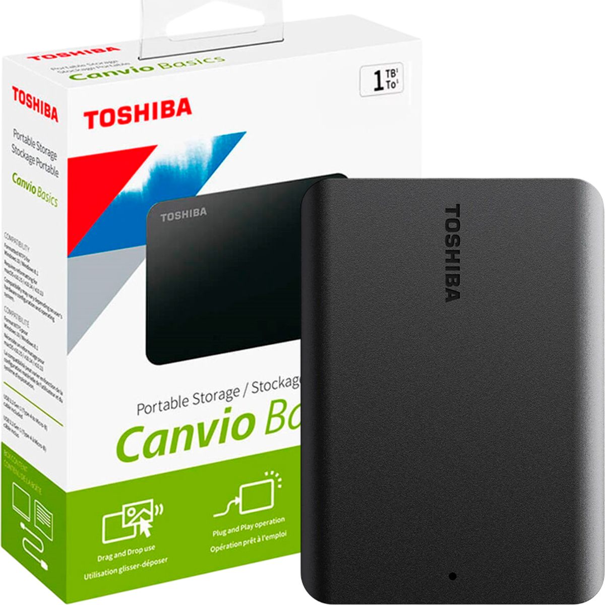 TOSHIBA - Disco duro externo Toshiba Canvio Basics 1 TB USB 3.0