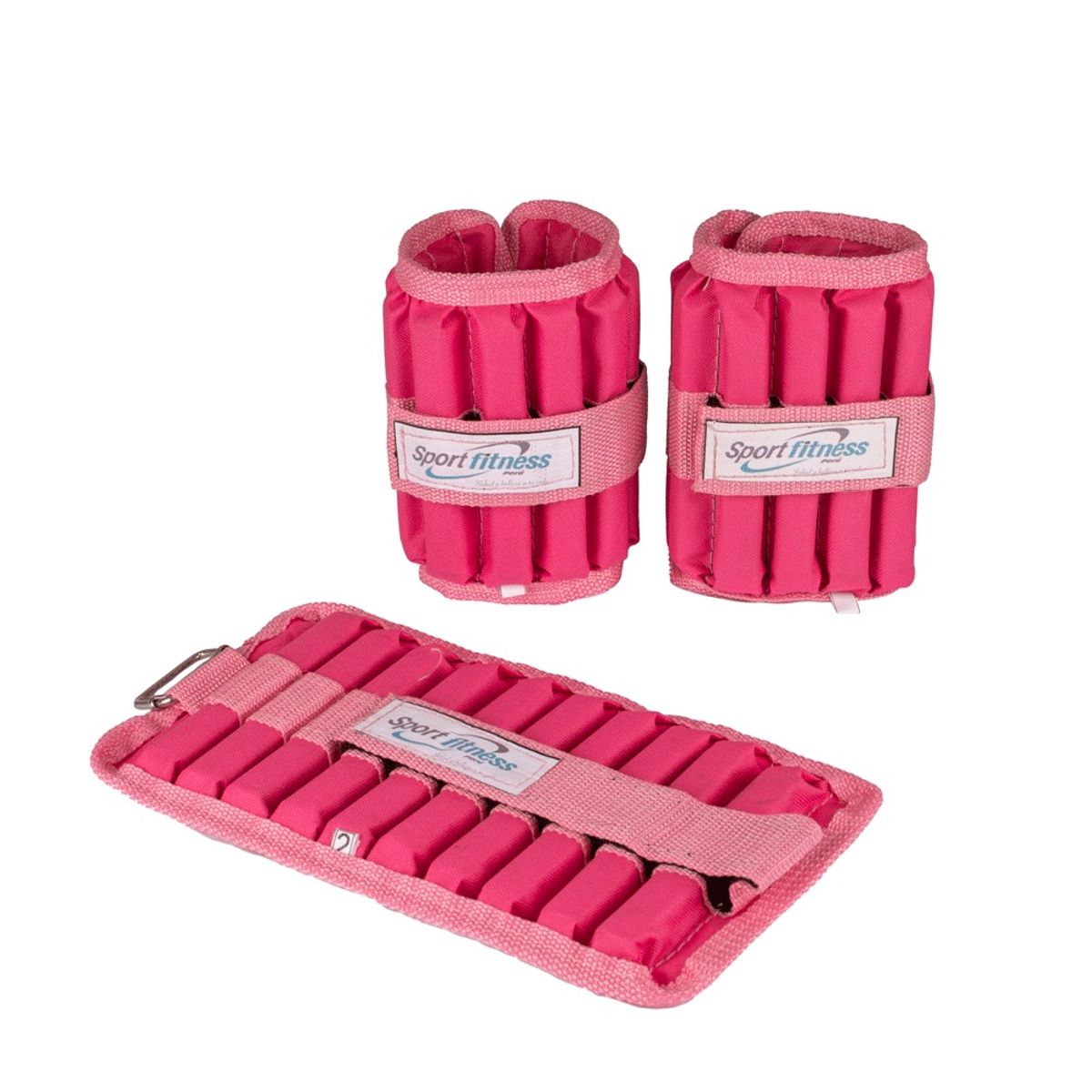 SPORT FITNESS - Tobillera ajustable con peso metal rosado - 2kg