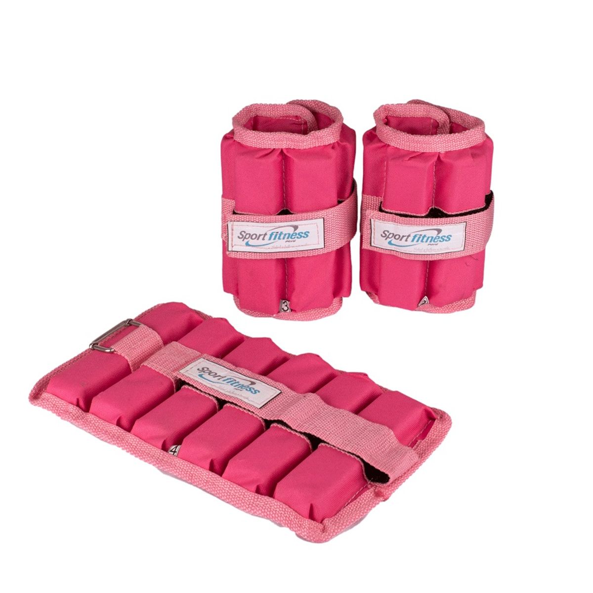 SPORT FITNESS - Tobillera ajustable con peso metal rosado - 3kg