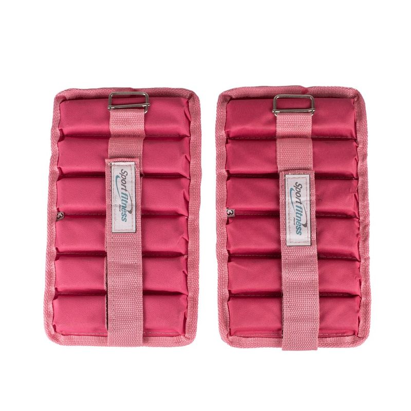 SPORT FITNESS - Tobillera ajustable con peso metal rosado - 4kg