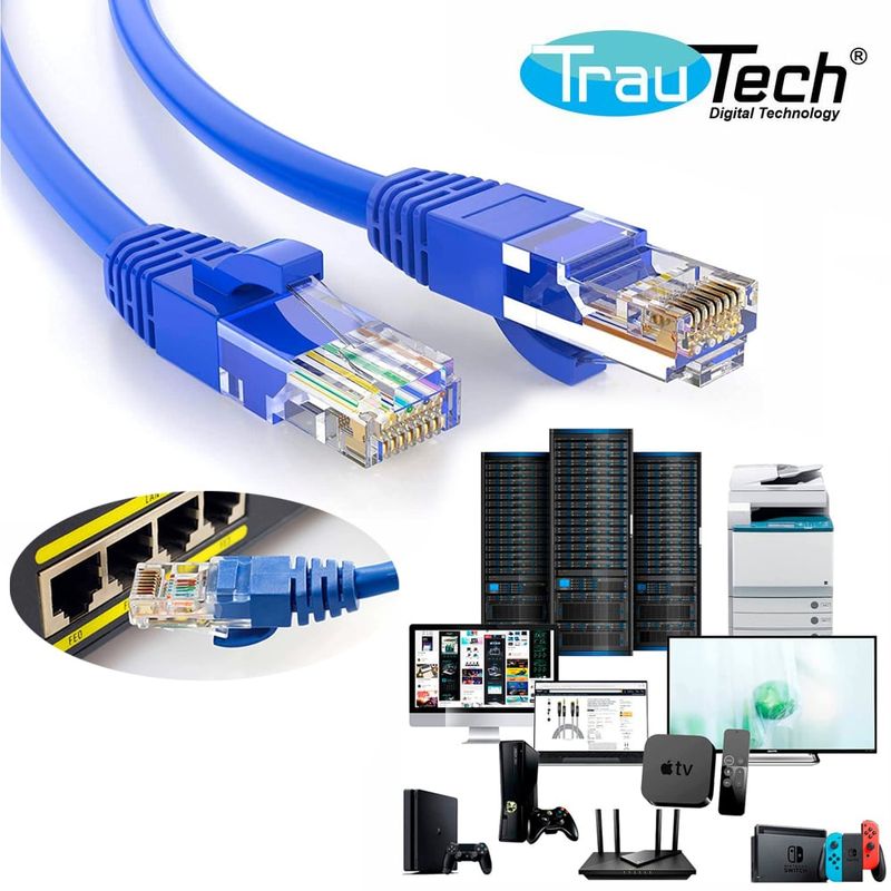 TRAUTECH - Cable de Red Cat 6E 30 Metros TRAUTECH Pach cord UTP RJ45 testeado