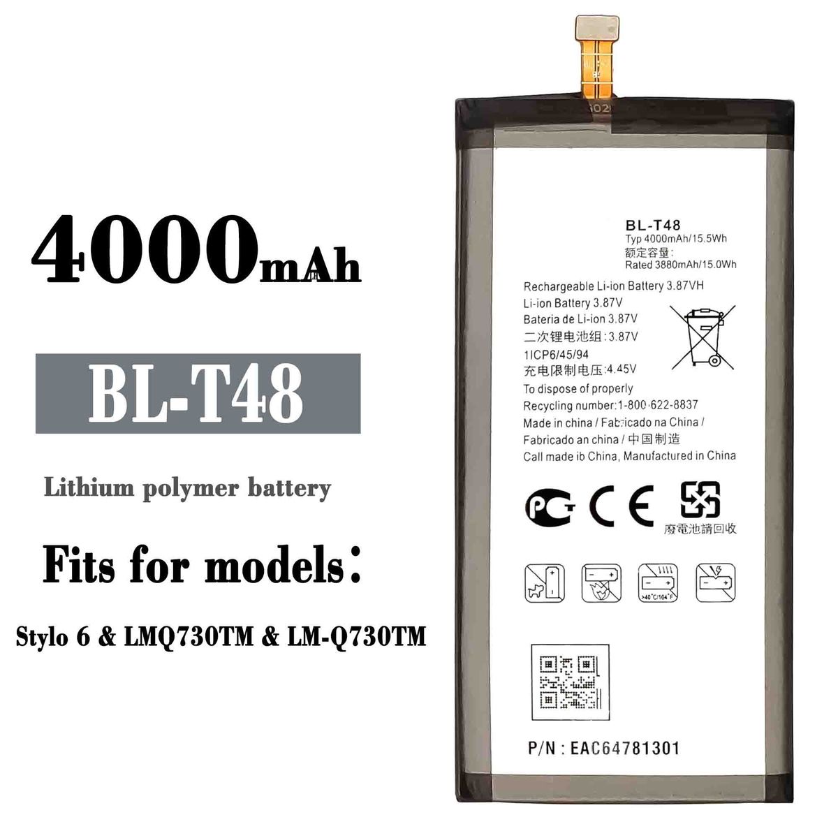 GENERICO - BATERIA  LG  STYLO 6   BL-T48  TORIGINAL-SM  NUEVO.