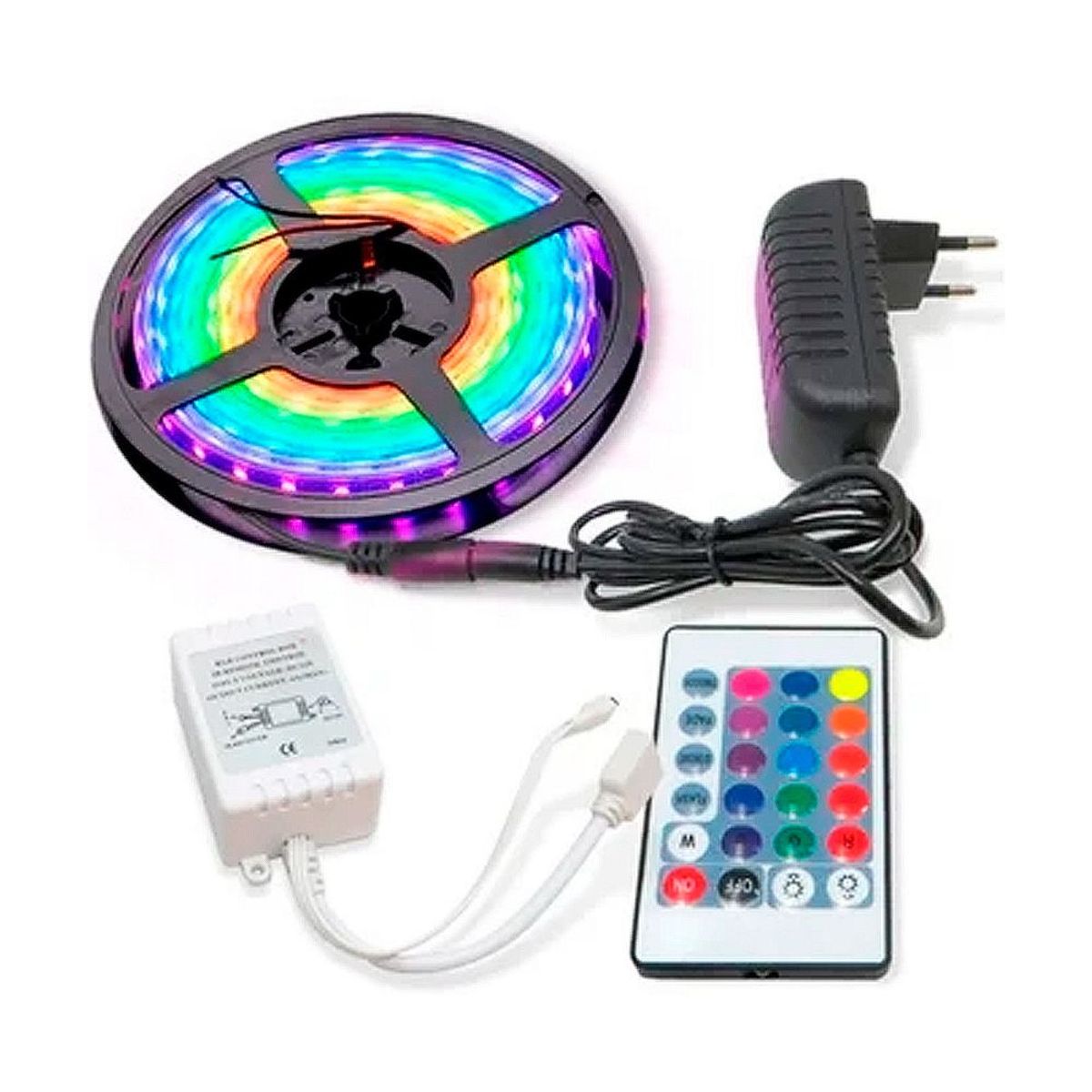 GENERICO - Cinta Led RGB 2835  Control Remoto + Fuente Adaptador KIT 3M