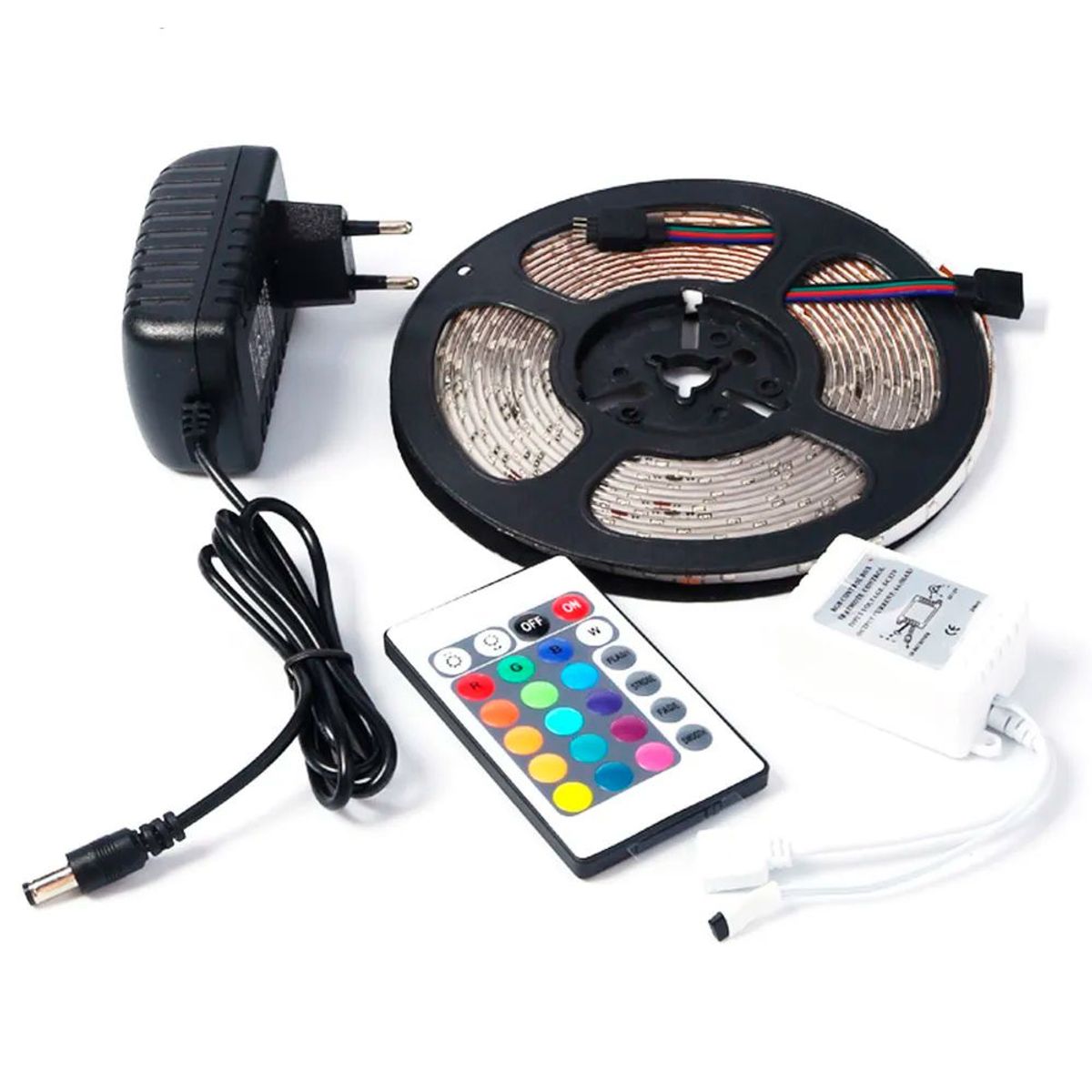 GENERICO - Cinta Led RGB 2835  Control Remoto + Fuente Adaptador KIT