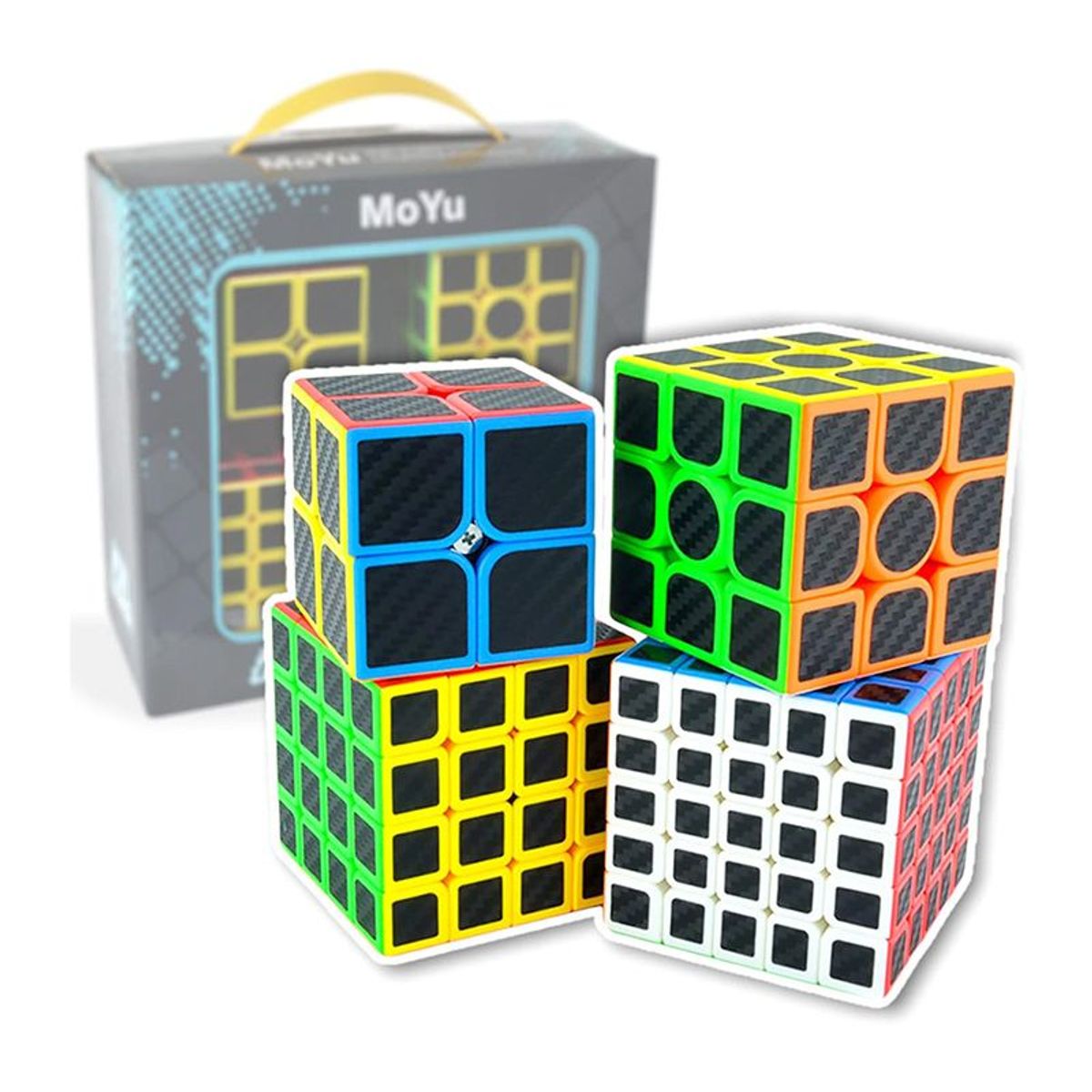 MOYU - Caja de Cubos Rubik Carbón Moyu - Set 4 Piezas