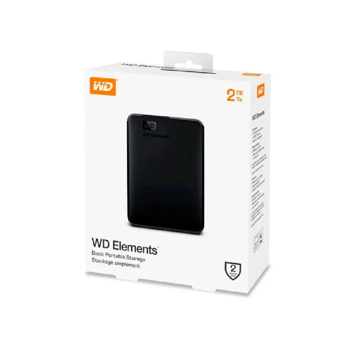 WESTER DIGITAL - Disco duro externo Western Digital 2TB Elements Portable USB-Negro