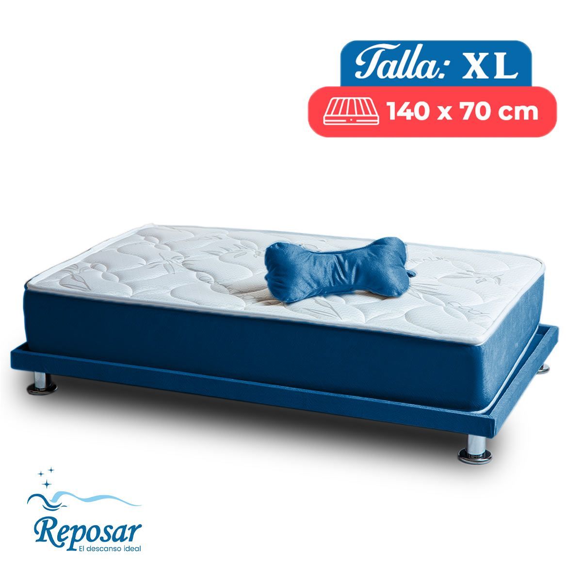REPOSAR EL DESCANSO IDEAL - Cama Mascota PREMIUM duo XL color Azul My Pet