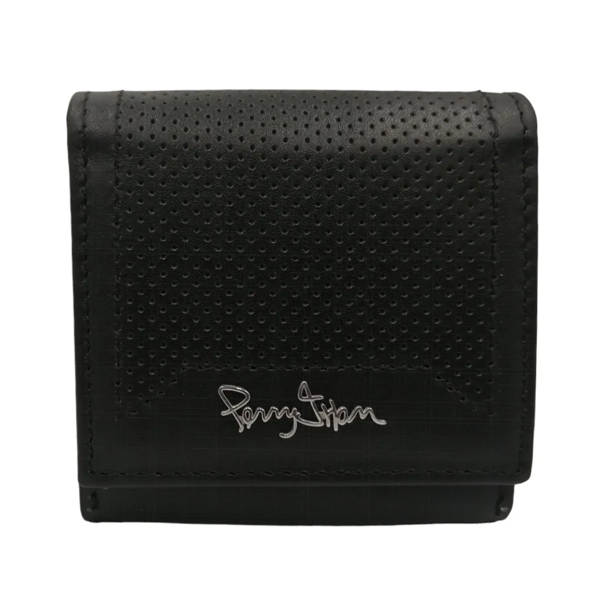 PERRY JHAN - Monedero De Correa Para Hombre de Cuero Negro 1010 - Perry Jhan