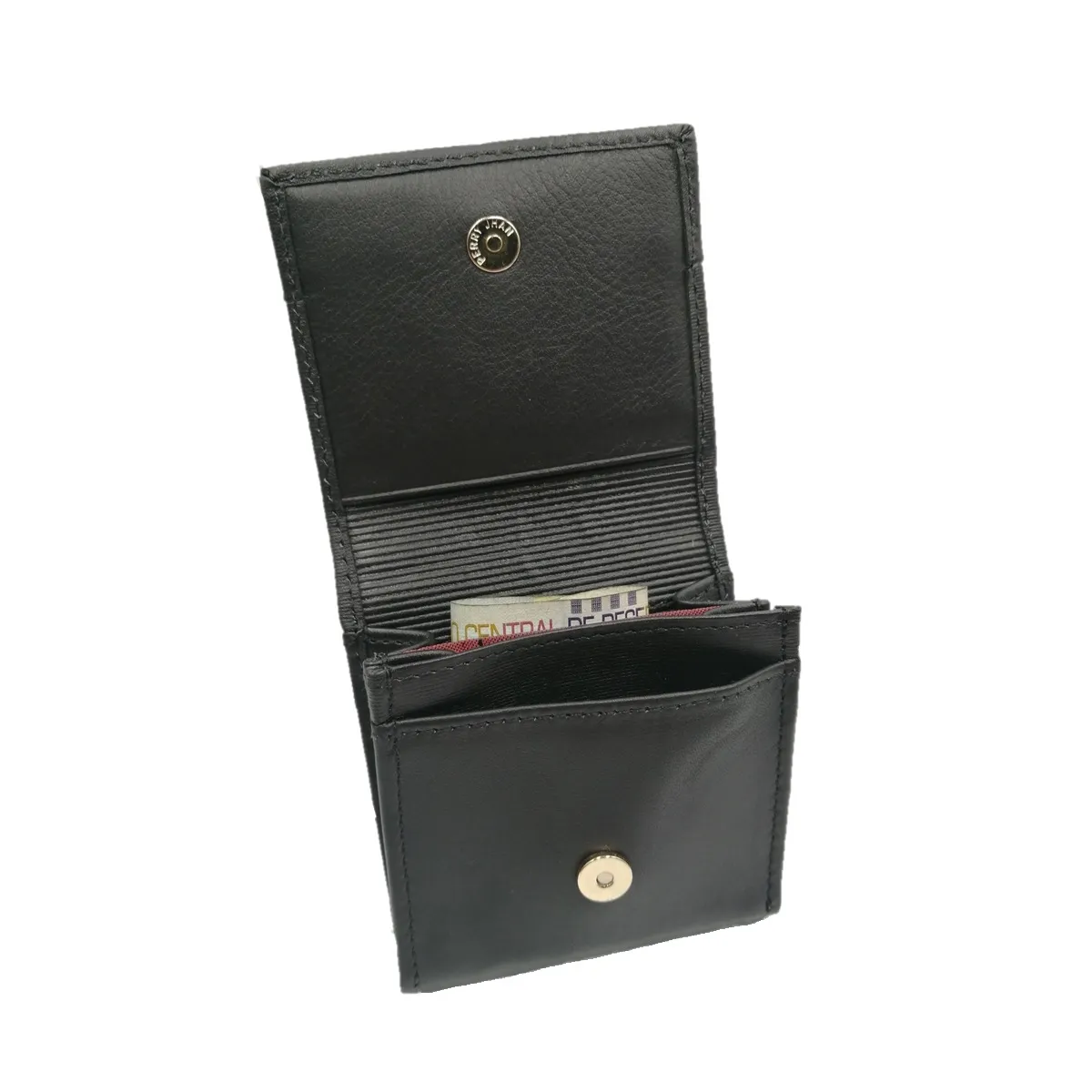 PERRY JHAN - Monedero De Correa Para Hombre de Cuero Negro 1010 - Perry Jhan