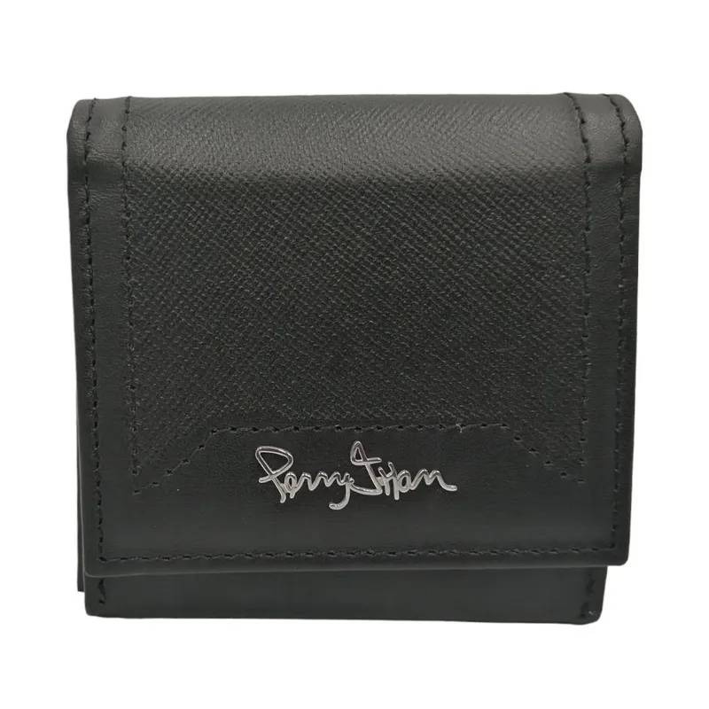 PERRY JHAN - Monedero De Correa Para Hombre de Cuero Negro 10102 - Perry Jhan