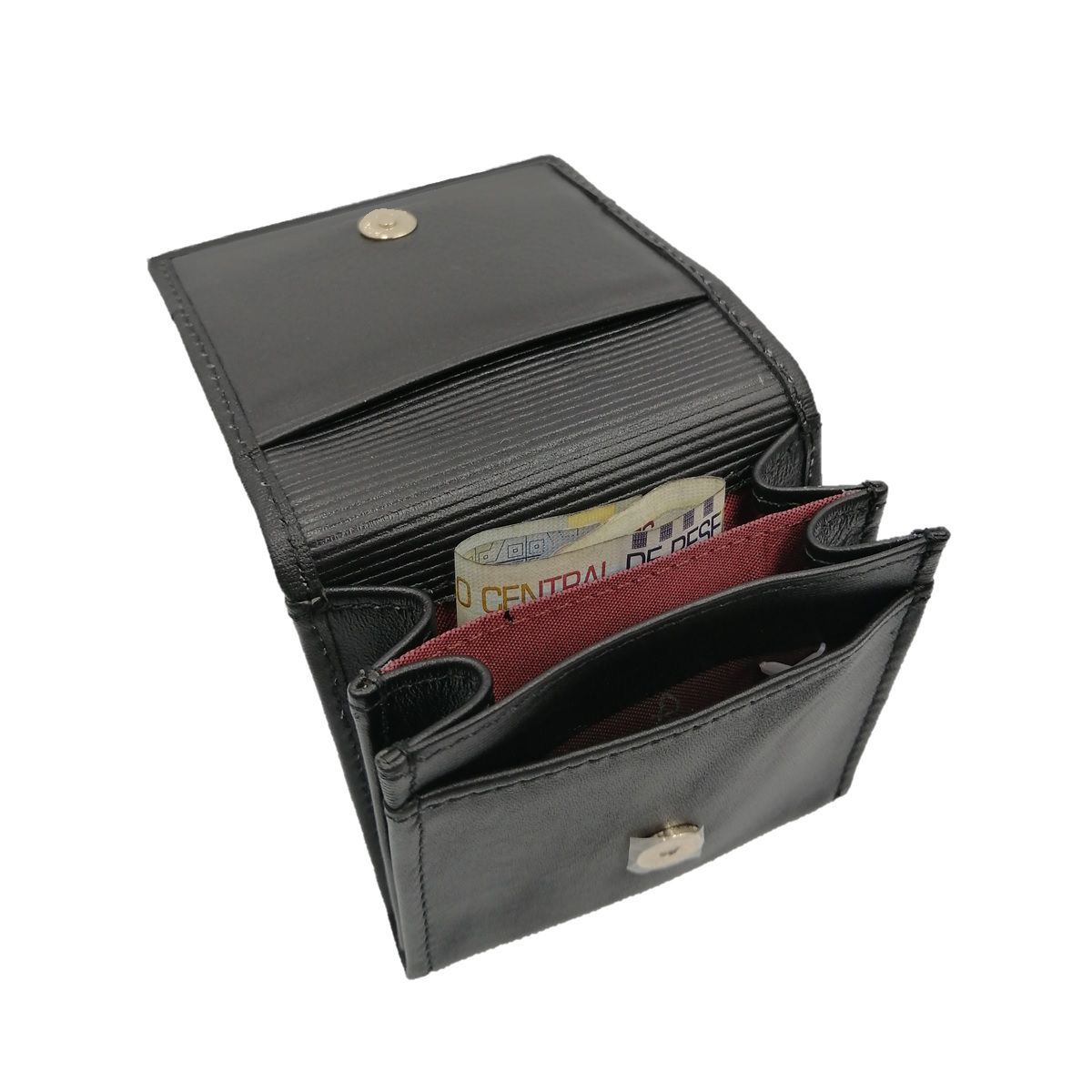 PERRY JHAN - Monedero De Correa Para Hombre de Cuero Negro 10102 - Perry Jhan