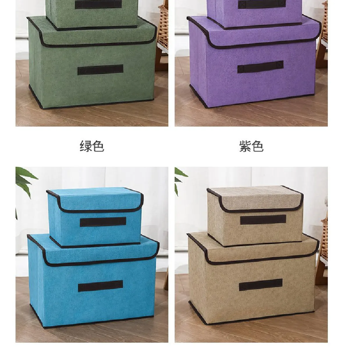 GENERICO - Caja de Almacenamiento con Tapa Portátil Plegable 36x24x23 cm Morado