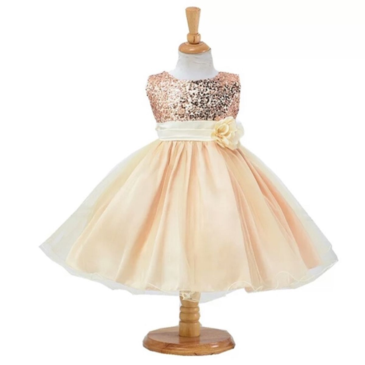 GENERICO - Vestido Niña Genieka Dorado Lentejuelas Y Tul - Little Girl Golden