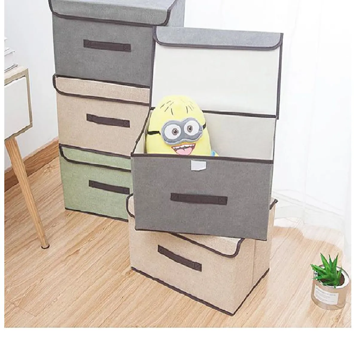 GENERICO - Caja de Almacenamiento con Tapa Portátil Plegable 36x24x23 cm