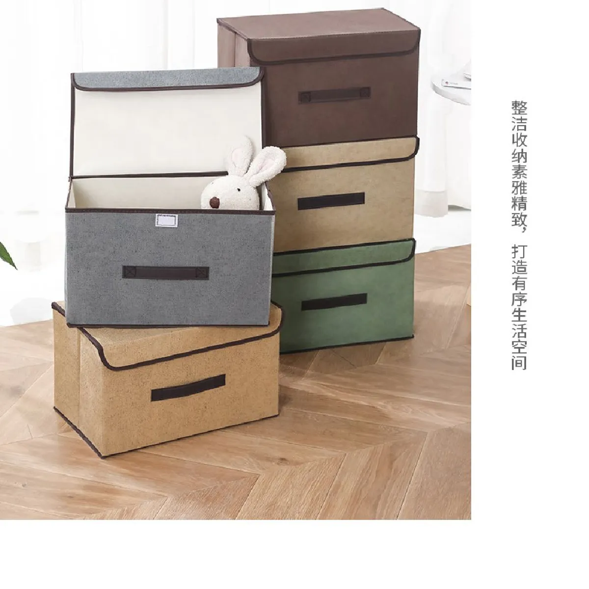 GENERICO - Caja de Almacenamiento con Tapa Portátil Plegable 36x24x23 cm