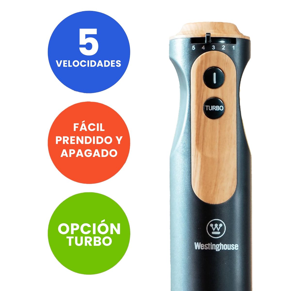 WESTINGHOUSE - Batidora de inmersión turbo WH 500W negro madera