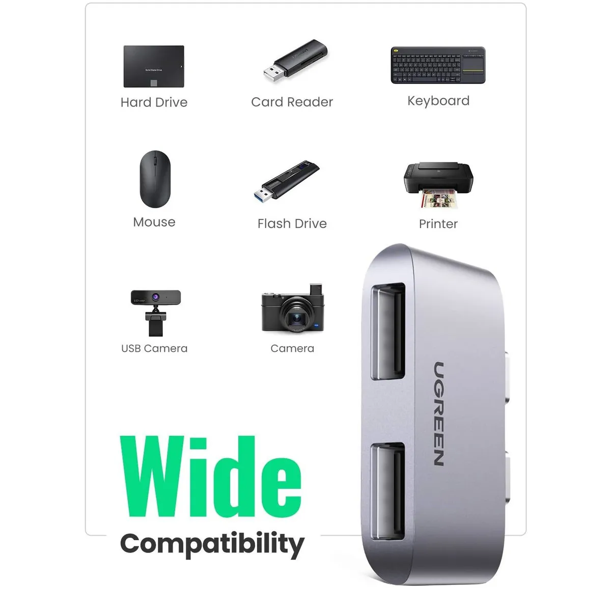 UGREEN - Adaptador HUB USB-C a USB 3.1 UGREEN para Mackbook