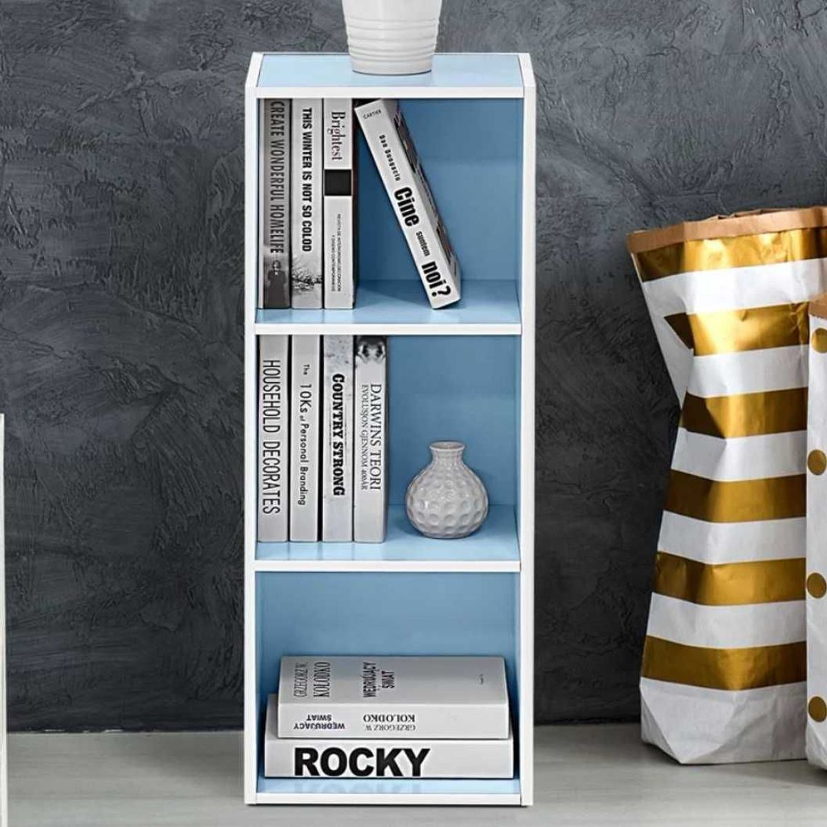 VENTITAS HOME - Librero Organizador Kofi Ventitas Home Celeste y Blanco