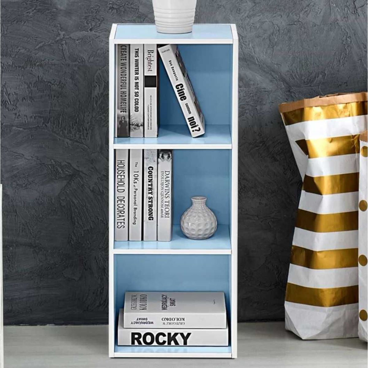 VENTITAS HOME - Librero Organizador Kofi Ventitas Home Celeste y Blanco