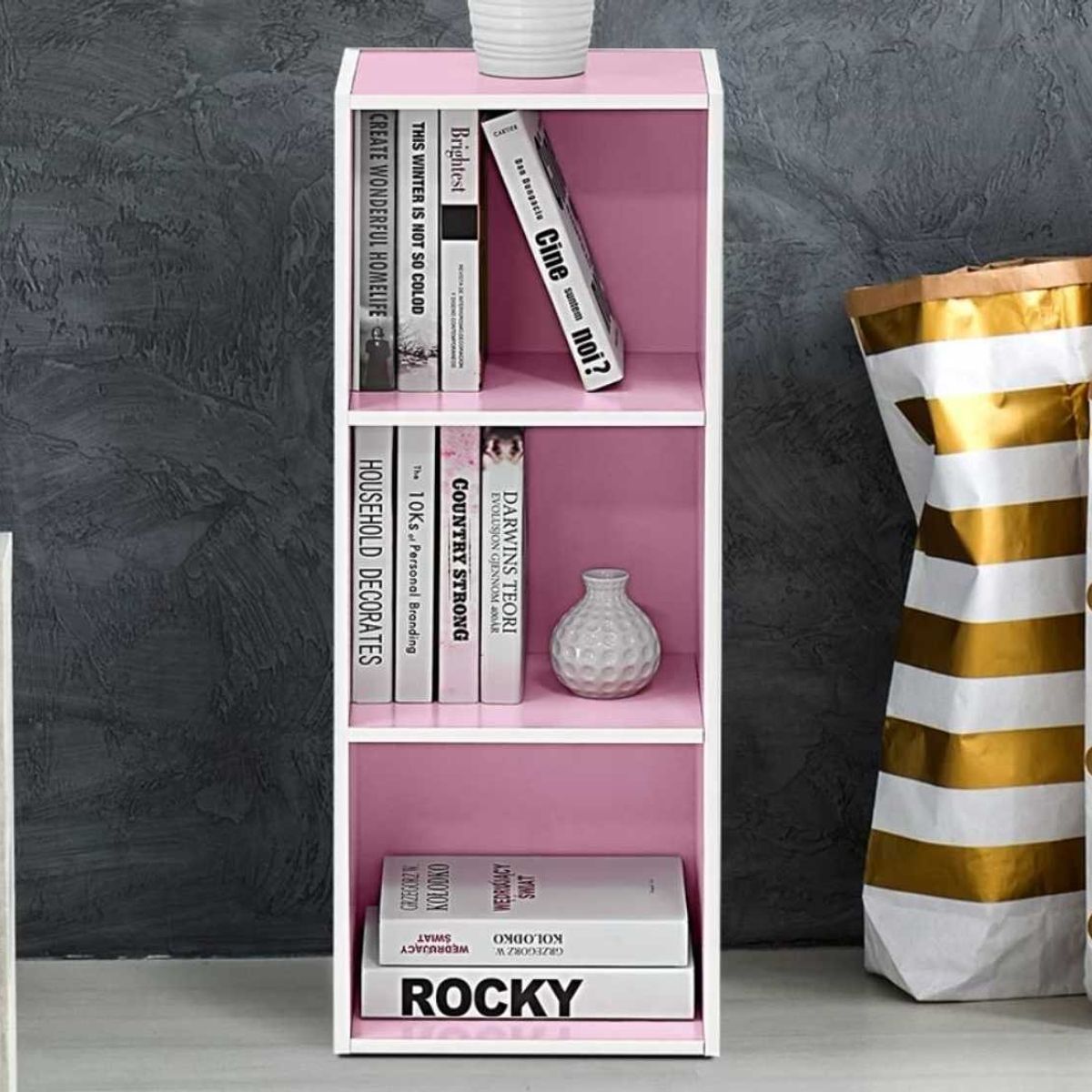 VENTITAS HOME - Librero Organizador Kofi Ventitas Home Rosado y Blanco