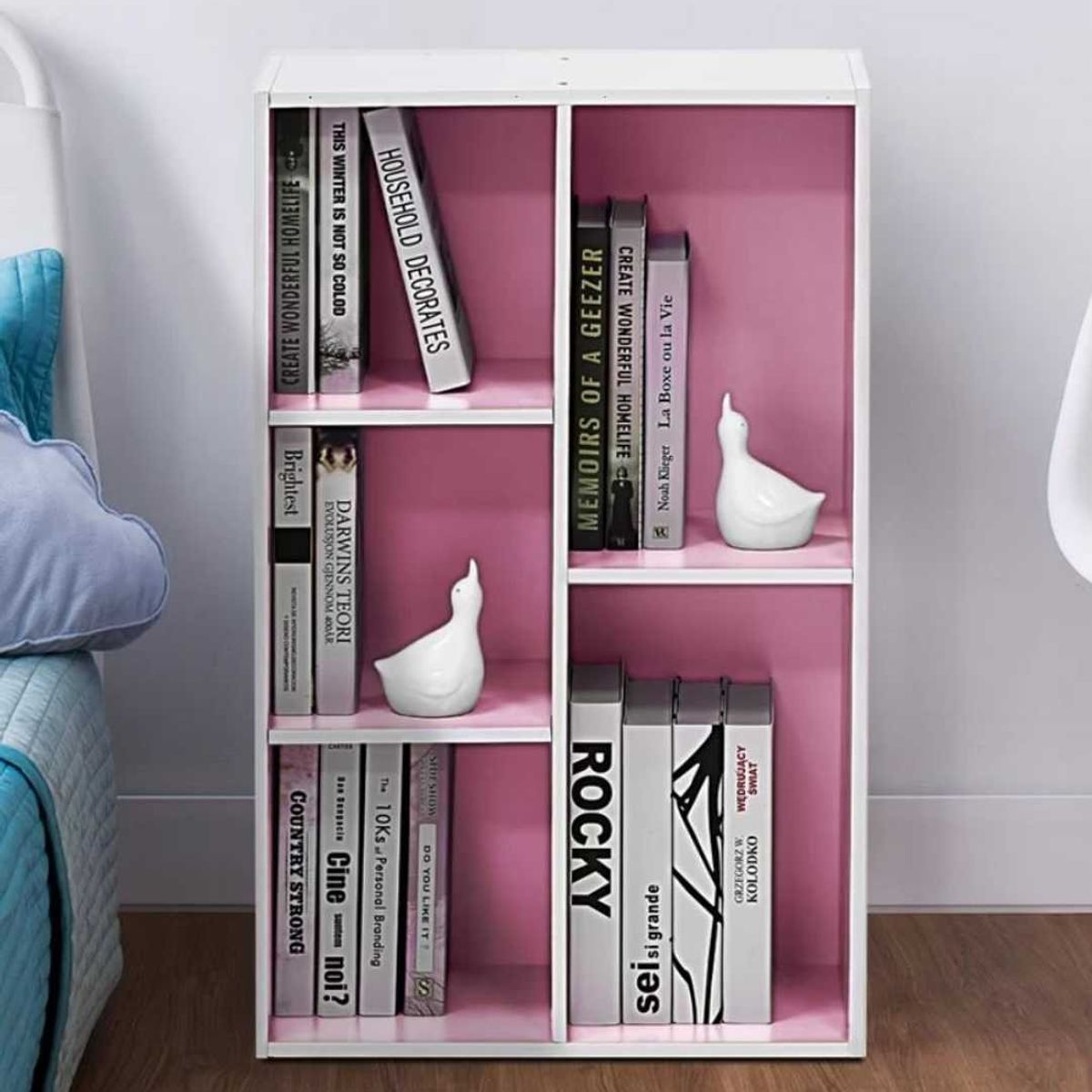 VENTITAS HOME - Librero Organizador Leona Ventitas Home Blanco y Rosado