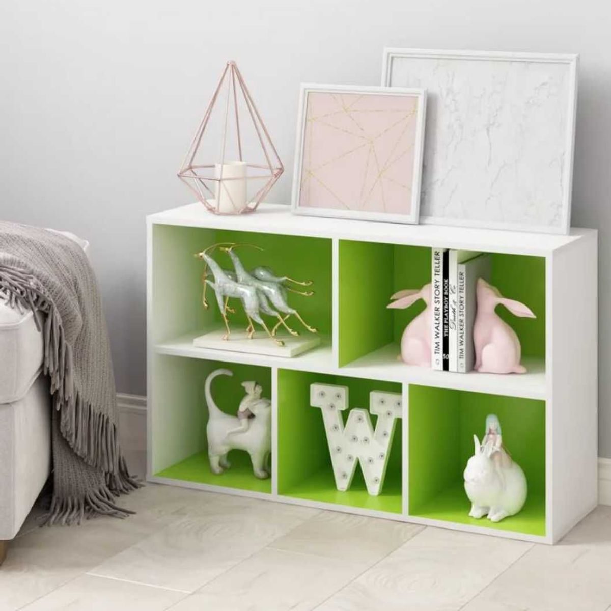 VENTITAS HOME - Librero Organizador Leona Ventitas Home Blanco y Verde