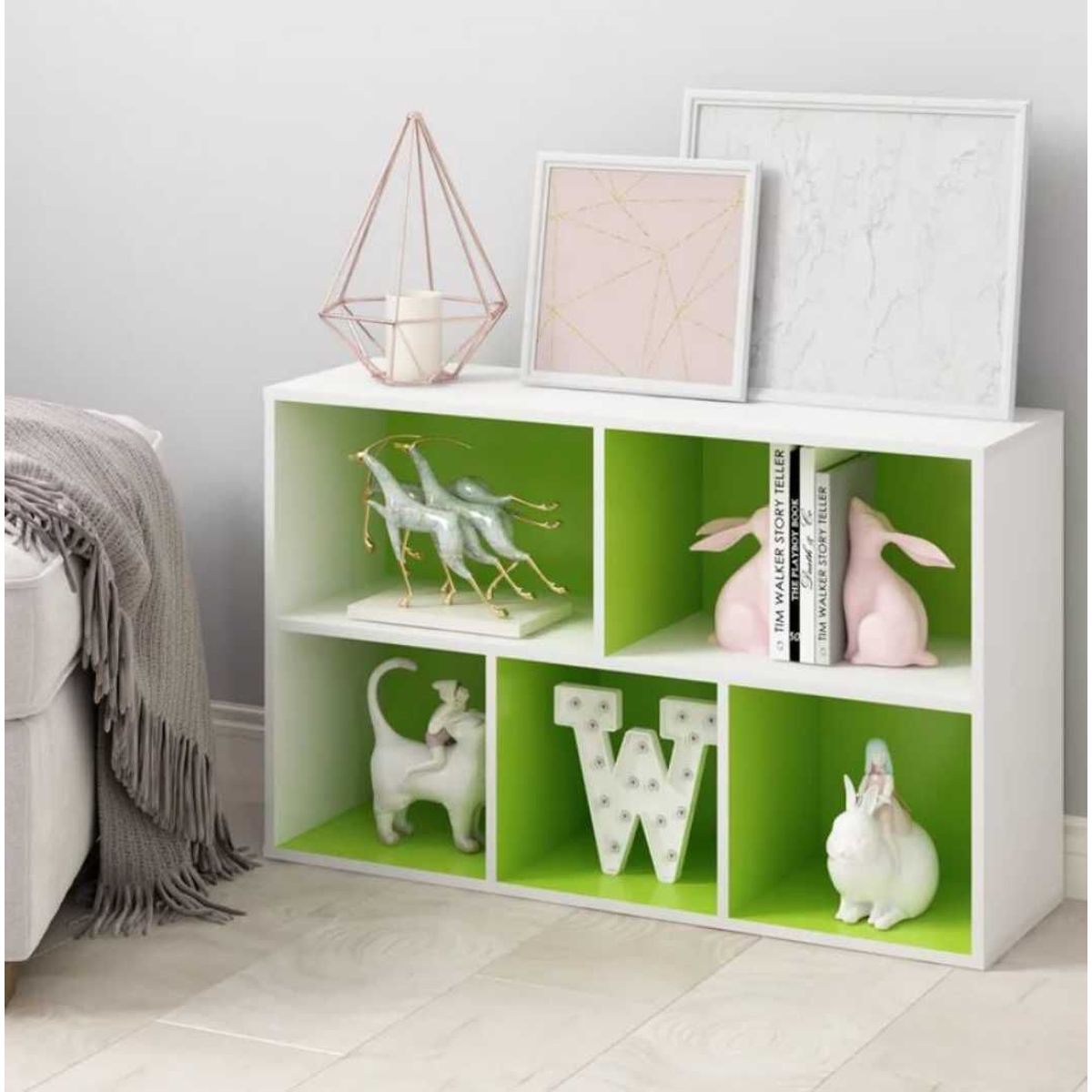 VENTITAS HOME - Librero Organizador Leona Ventitas Home Blanco y Verde