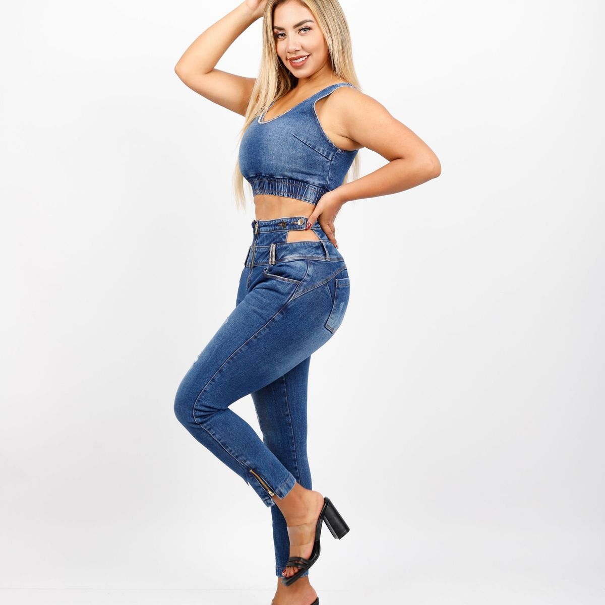 BENCUS JEANS - Conjunto Jean Mujer Incluye Pantalón y Top