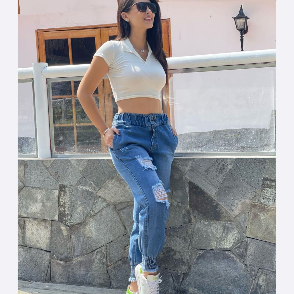 BENCUS JEANS - Pantalón Tipo Jogger Jean Mujer Rasgado