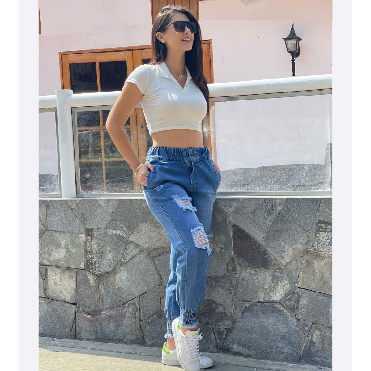 BENCUS JEANS - Pantalón Tipo Jogger Jean Mujer Rasgado