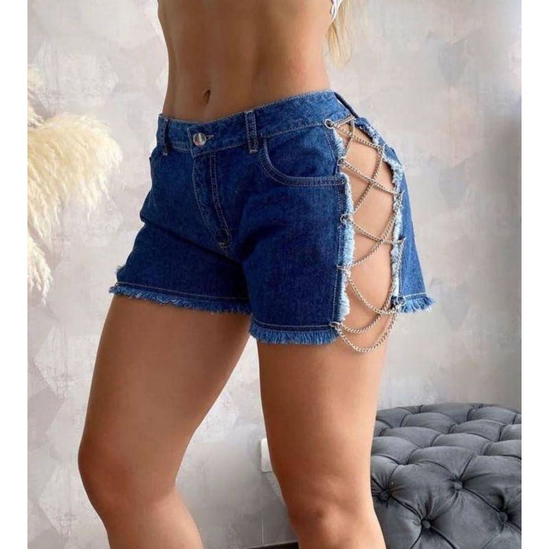 BENCUS JEANS - Short Jeans Mujer Cadenas Laterales Paloma
