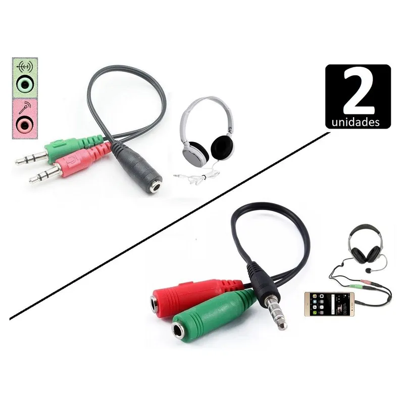 GENERICO - Adaptador Micrófono Audífono 3.5 mm Macho - Hembra Pc Smartphone
