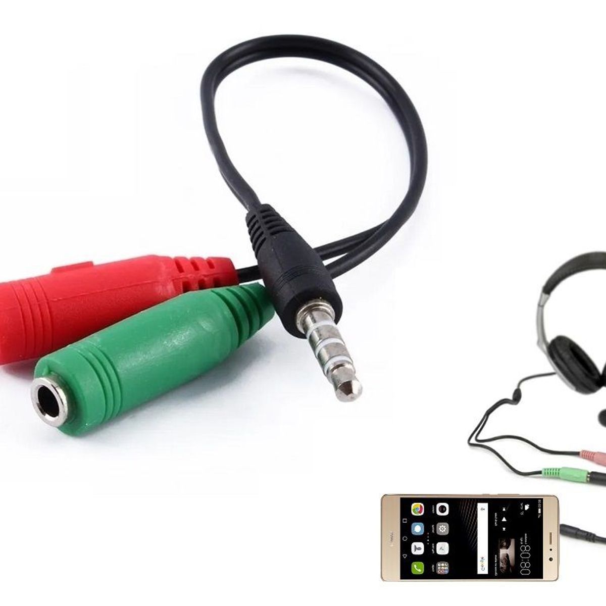 GENERICO - Adaptador Micrófono Audífono 3.5 mm Macho - Hembra Pc Smartphone