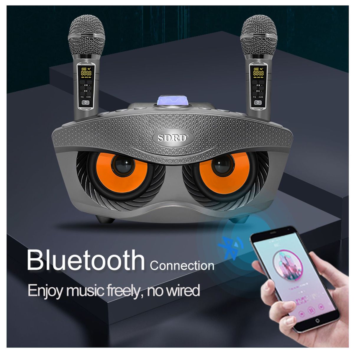 GENERICO - PARLANTE BLUETOOTH SD-306 KARAOKE 20W CON DOBLE MICRÓFONO COLOR NEGRO