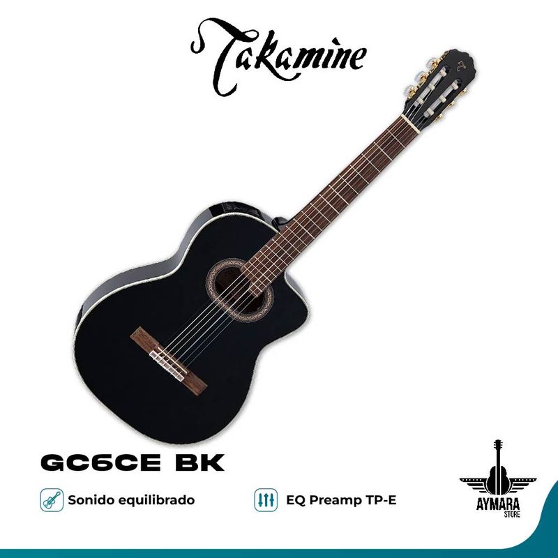 TAKAMINE - TAKAMINE GC6CE BK GUITARRA EA NYLON