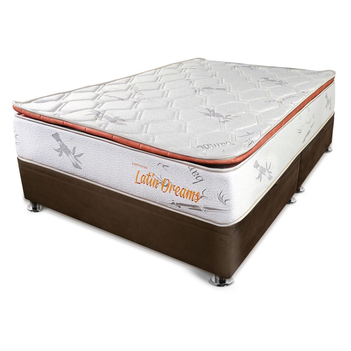 COLCHONES LATIN DREAMS - Cama Space con Pistones Pillow Top King + 2 Almohadas + Protector