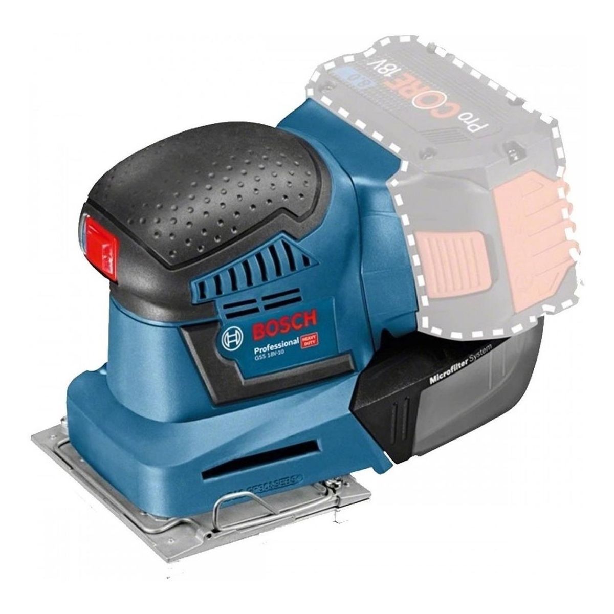 BOSCH - Lijadora Orbital 1/4 (115 x 107 mm) 18V Baretool Bosch GSS 18V-10