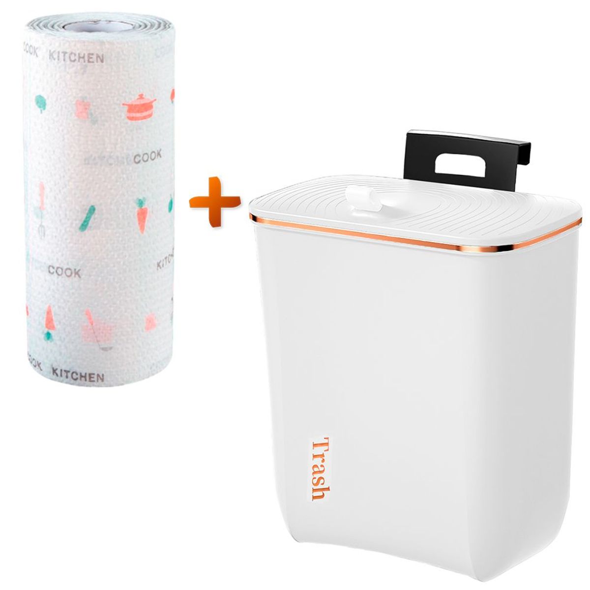 SASHIJA - Tacho de Basura Colgante H01 BL Y Papel Toalla Reutilizable